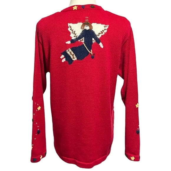 The Quacker Factory Vintage Red Angel Cardigan Size Medium - Picture 2 of 11